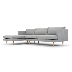 Graphite Grey Left Chaise Sofa with Natural Legs