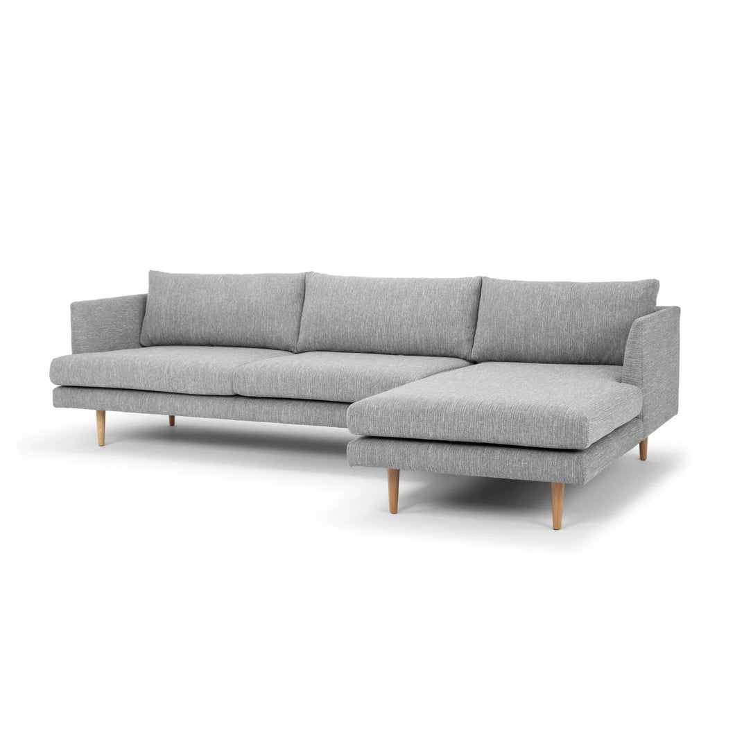 Graphite Grey Right Chaise Sofa with Natural Legs