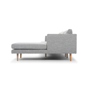 Graphite Grey Right Chaise Sofa with Natural Legs