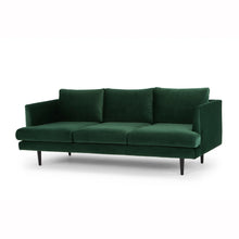 Load image into Gallery viewer, Velvet Green Three-Seater Sofa with Black Legs