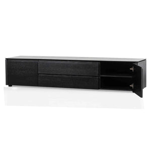 Black Oak Entertainment Unit with Middle Drawer