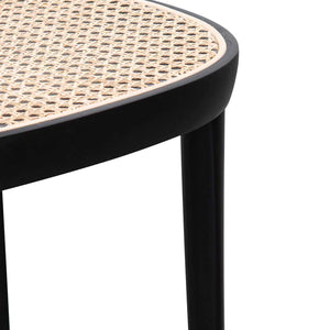 Black Dining Chair with Natural Rattan Seat