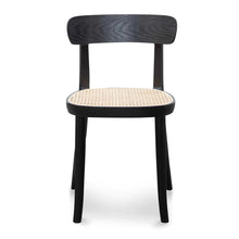 Load image into Gallery viewer, Black Dining Chair with Natural Rattan Seat