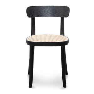 Black Dining Chair with Natural Rattan Seat