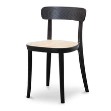 Load image into Gallery viewer, Black Dining Chair with Natural Rattan Seat