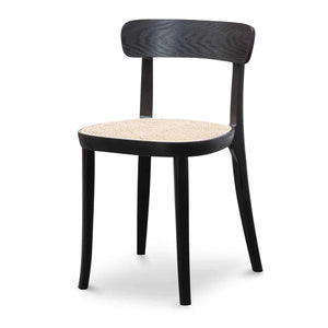 Black Dining Chair with Natural Rattan Seat