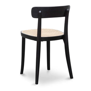 Black Dining Chair with Natural Rattan Seat