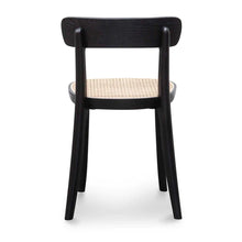 Load image into Gallery viewer, Black Dining Chair with Natural Rattan Seat