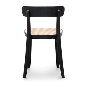 Black Dining Chair with Natural Rattan Seat