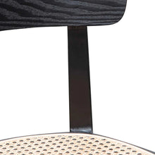 Load image into Gallery viewer, Black Dining Chair with Natural Rattan Seat