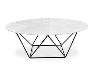 Round Marble Coffee Table with Black Base