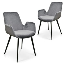 Load image into Gallery viewer, Dark Grey Velvet Dining Chair (Set of 2)