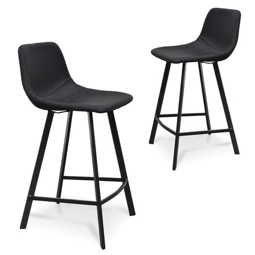 Black Fabric Bar Stool (Set of 2)