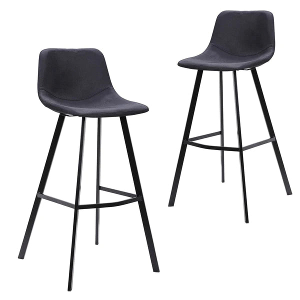 Black Fabric Bar Stool (Set of 2)
