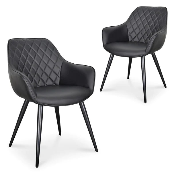 Black PU Dining Chair (Set of 2)
