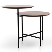 Load image into Gallery viewer, Walnut Side Table with Black Legs