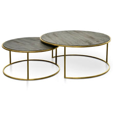 Load image into Gallery viewer, Round Nest Coffee Table in Natural with Golden Base
