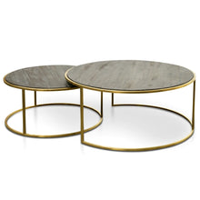 Load image into Gallery viewer, Round Nest Coffee Table in Natural with Golden Base