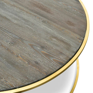 Round Nest Coffee Table in Natural with Golden Base