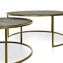 Load image into Gallery viewer, Round Nest Coffee Table in Natural with Golden Base