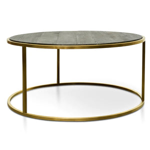 Round Nest Coffee Table in Natural with Golden Base