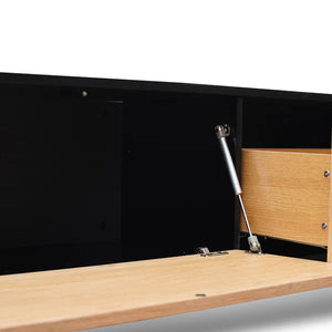 Black TV Unit with Natural Drawers