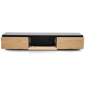 Black TV Unit with Natural Drawers